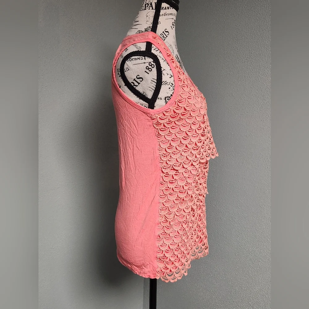 Willi Smith Pink Scalloped Sleeveless Top - Picture 4 of 6